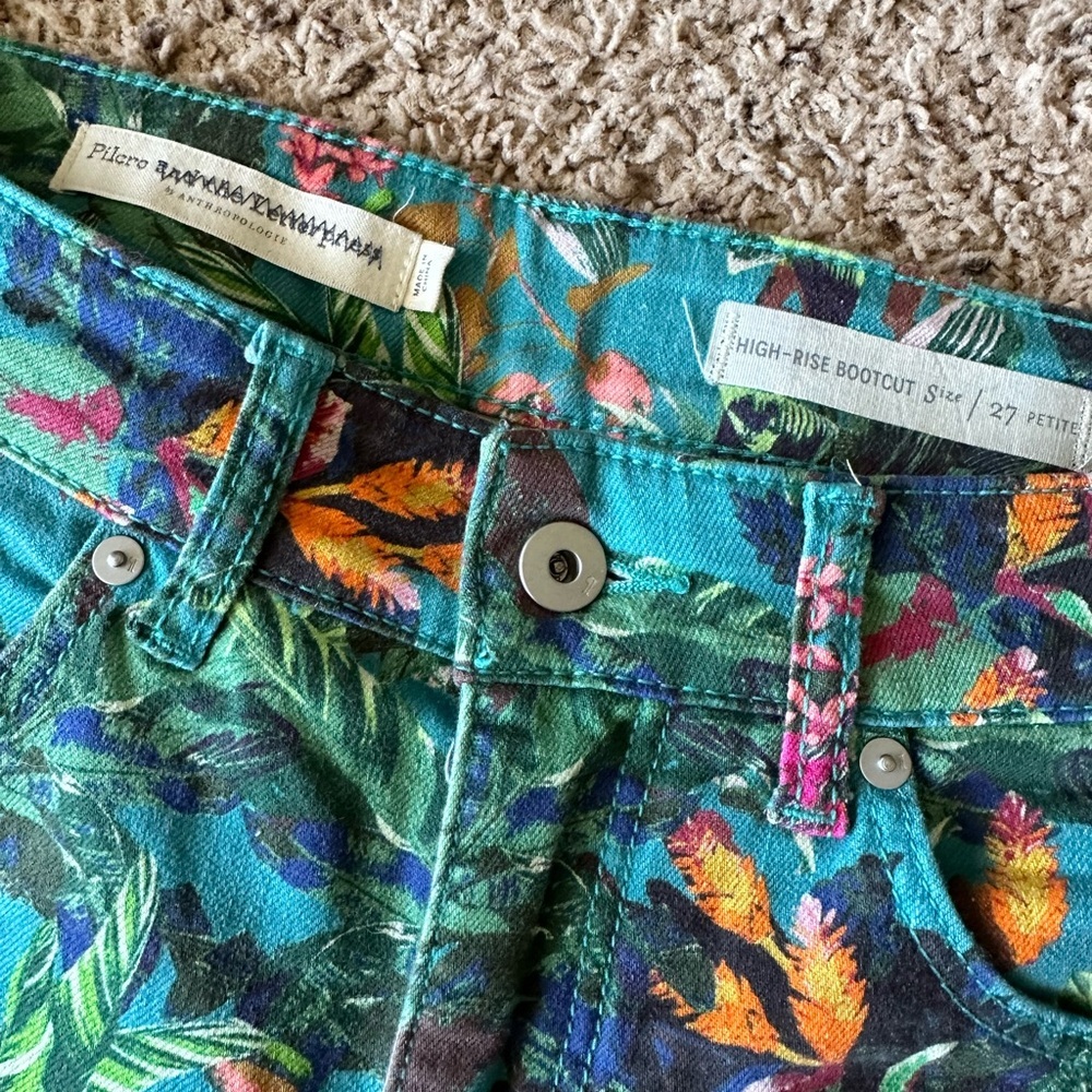 Anthropologie Pilcro & the Letterpress Tropical Cropped Boot Cut Jeans 27 - Picture 3 of 3